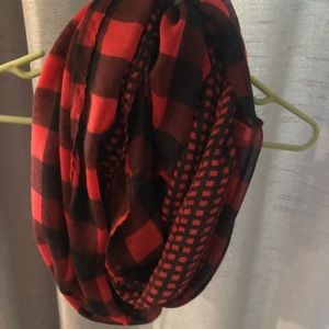 Red &Black plaid infinity scarf